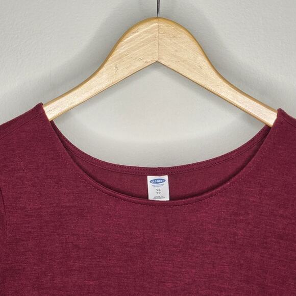 Old Navy Burgundy Red Round Neck Long Sleeve A-Line Dress Size XS - Picture 3 of 6